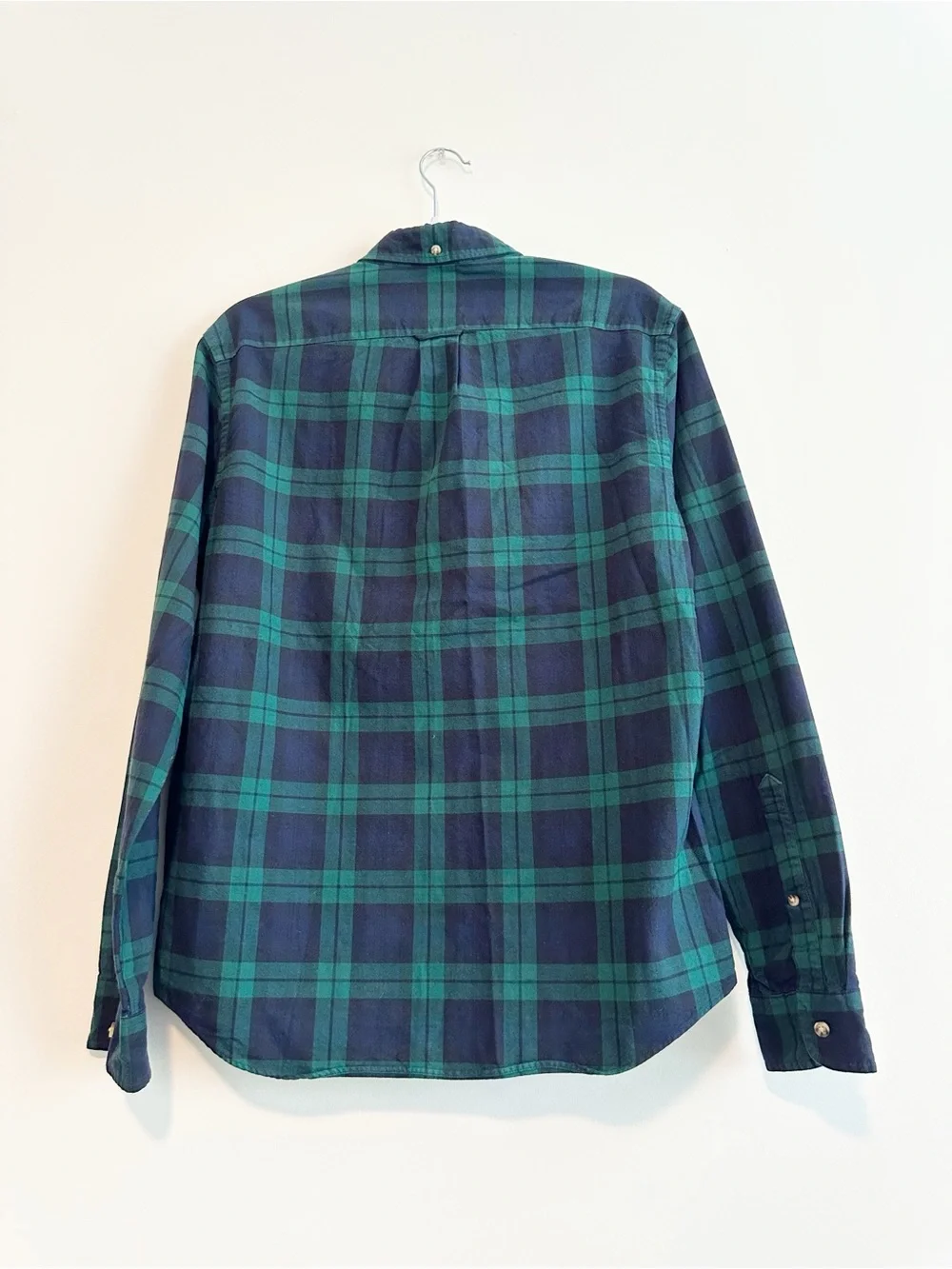 J. Crew Navy and Green Plaid Button-Down Shirt